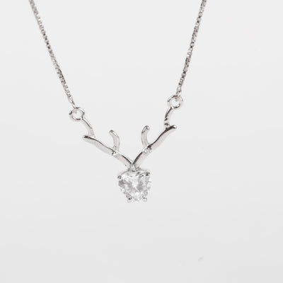 ANTLER HEART | HANDMADE | PREMIUM ZICRON PENDANT | 925 STERLING SILVER