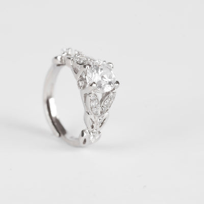 SOLITAIRE LEAF | PREMIUM ADJUSTABLE COCKTAIL RING