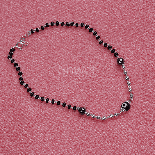 EVIL EYE ANKLETS | HANDMADE | BLACK BEADS - Shwet