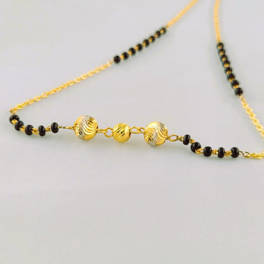 SHWET MANGALSUTRA | 18 CARAT GOLD PLATED | GOLD BEADS