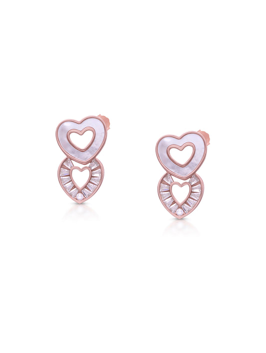IVORY HEART EARRINGS | ROSE GOLD - Shwet