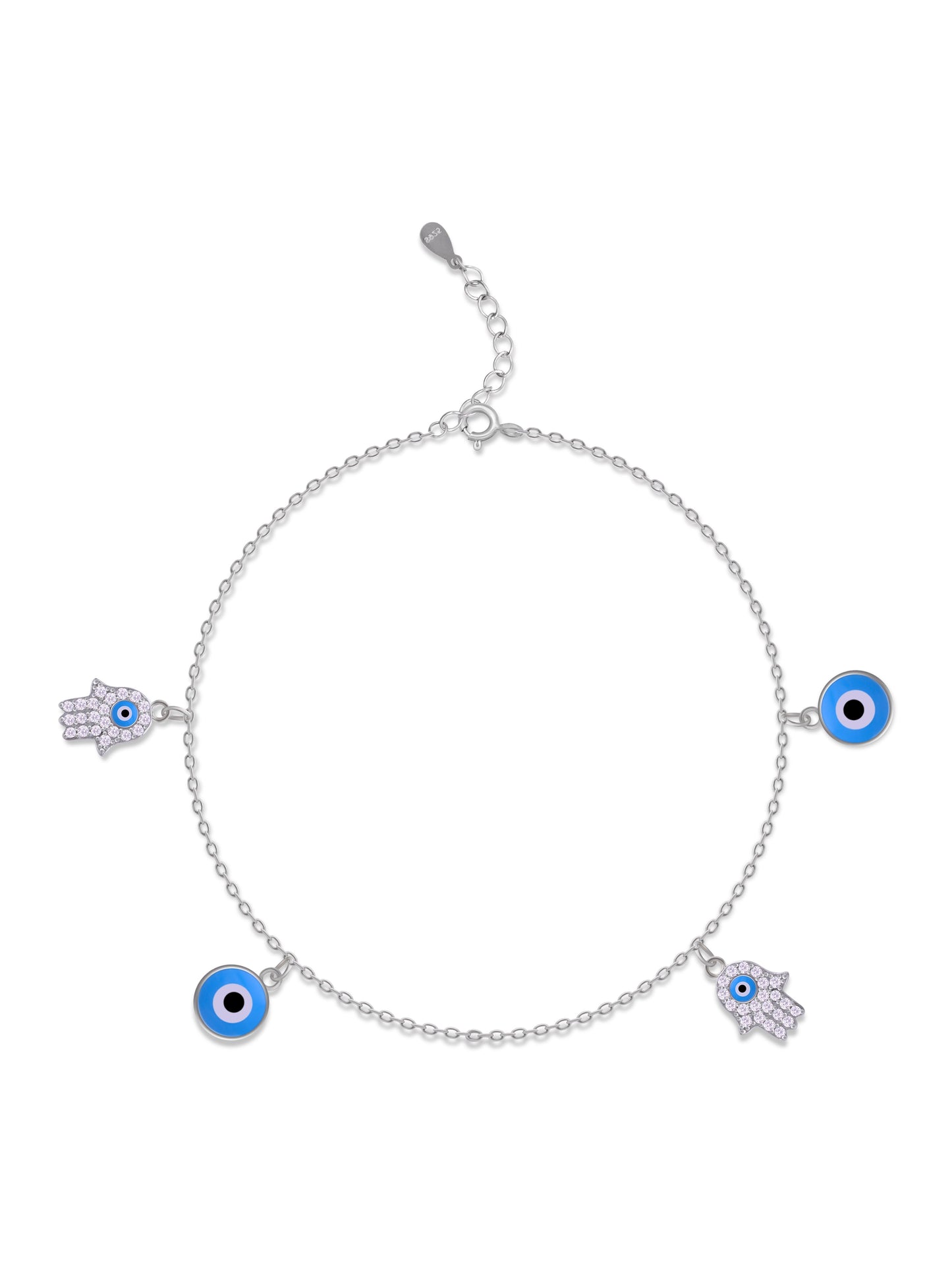 EVIL EYE CHARMS BRACELET | SIZE ADUSTABLE | 925 STERLING SILVER - Shwet