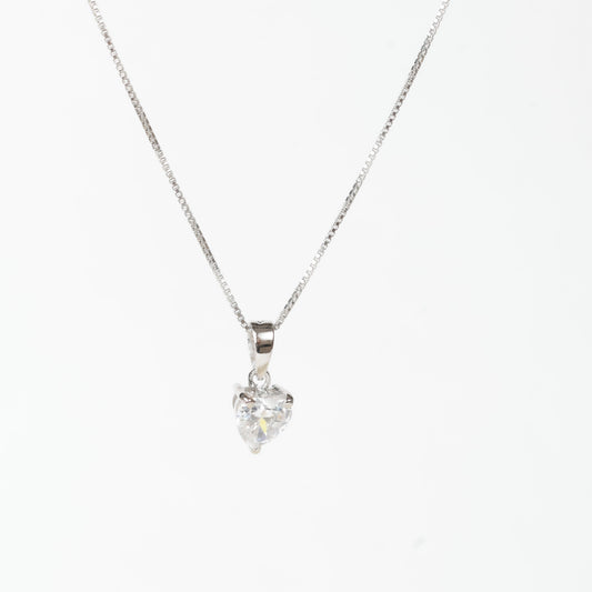 SOLITAIRE HEART ZICRON | CHAIN PENDANT | 925 STERLING SILVER - Shwet