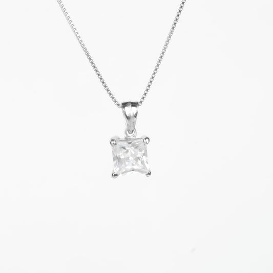 PRINCESS SOLITAIRE PENDANT CHAIN | 925 STERLING SILVER - Shwet