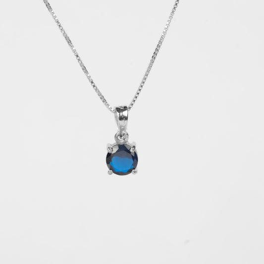 BLUE SOLITAIRE | HANDMADE | ROUND PENDANT | 925 STERLING SILVER - Shwet