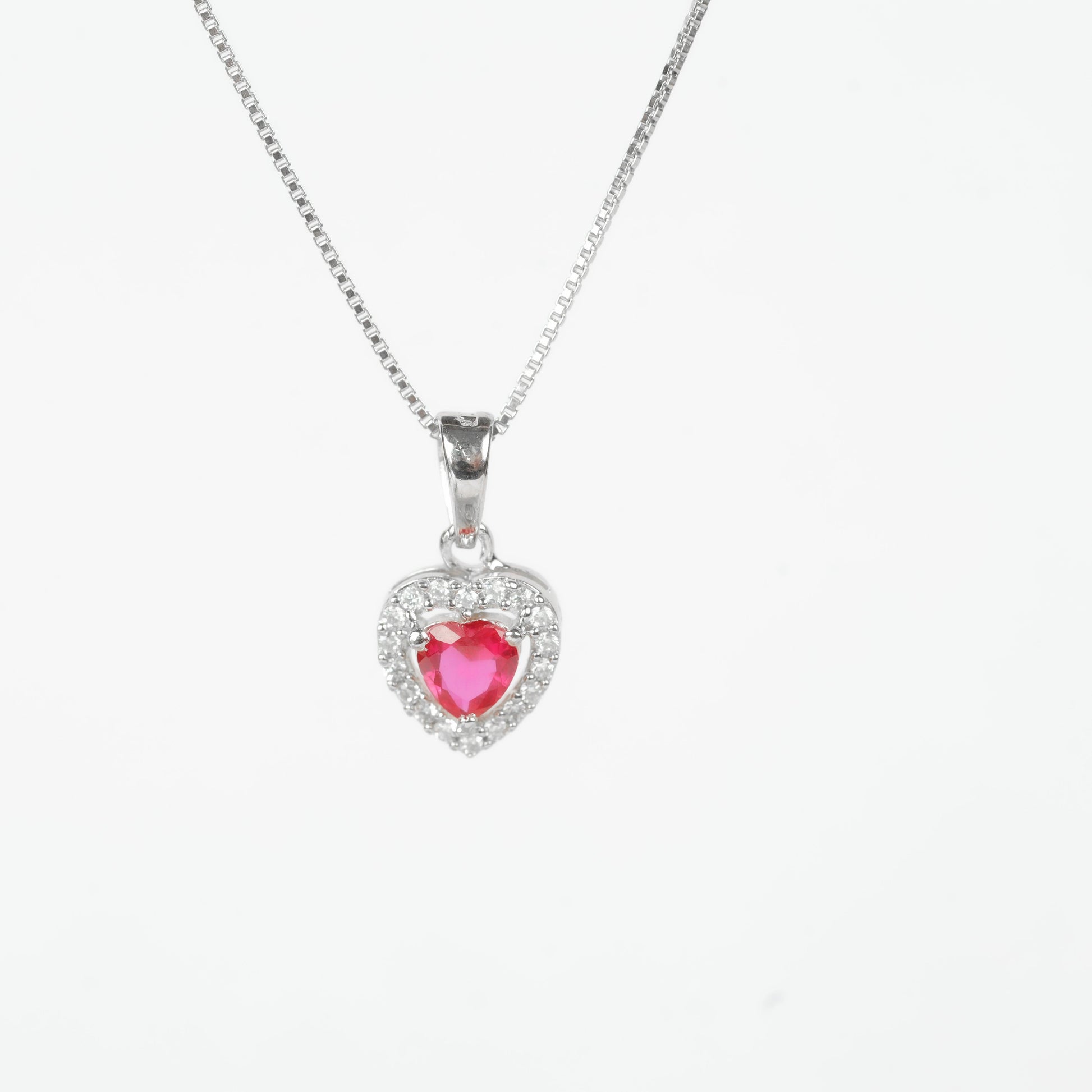 RED HEART PENDANT | SOLITAIRE AND RUBY | 925 STERLING SILVER - Shwet