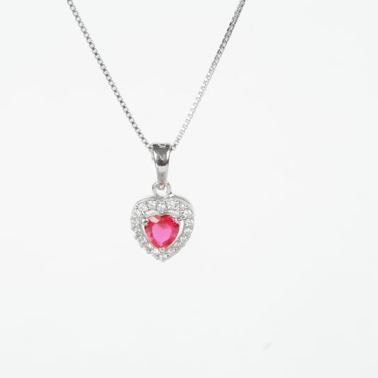 RED HEART PENDANT | SOLITAIRE AND RUBY | 925 STERLING SILVER - Shwet
