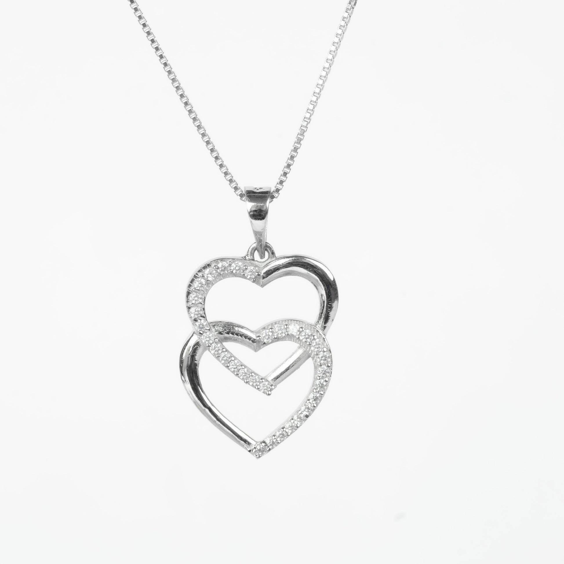 COUPLE HEART PENDANT CHAIN | HANDMADE | 925 STERLING SILVER - Shwet
