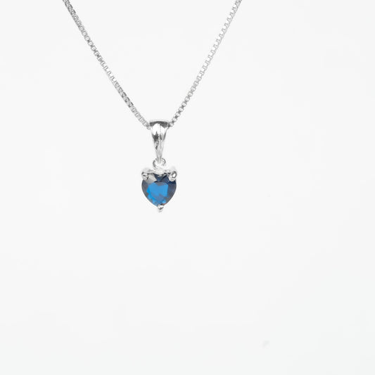 BLUE HEART ZICRON | HANDMADE | CHAIN PENDANT | 925 STERLING SILVER - Shwet