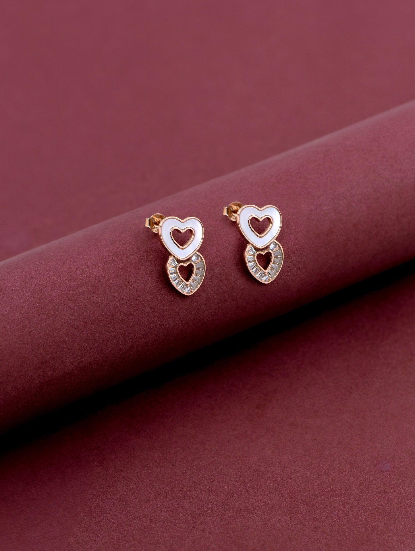 IVORY HEART EARRINGS | ROSE GOLD - Shwet