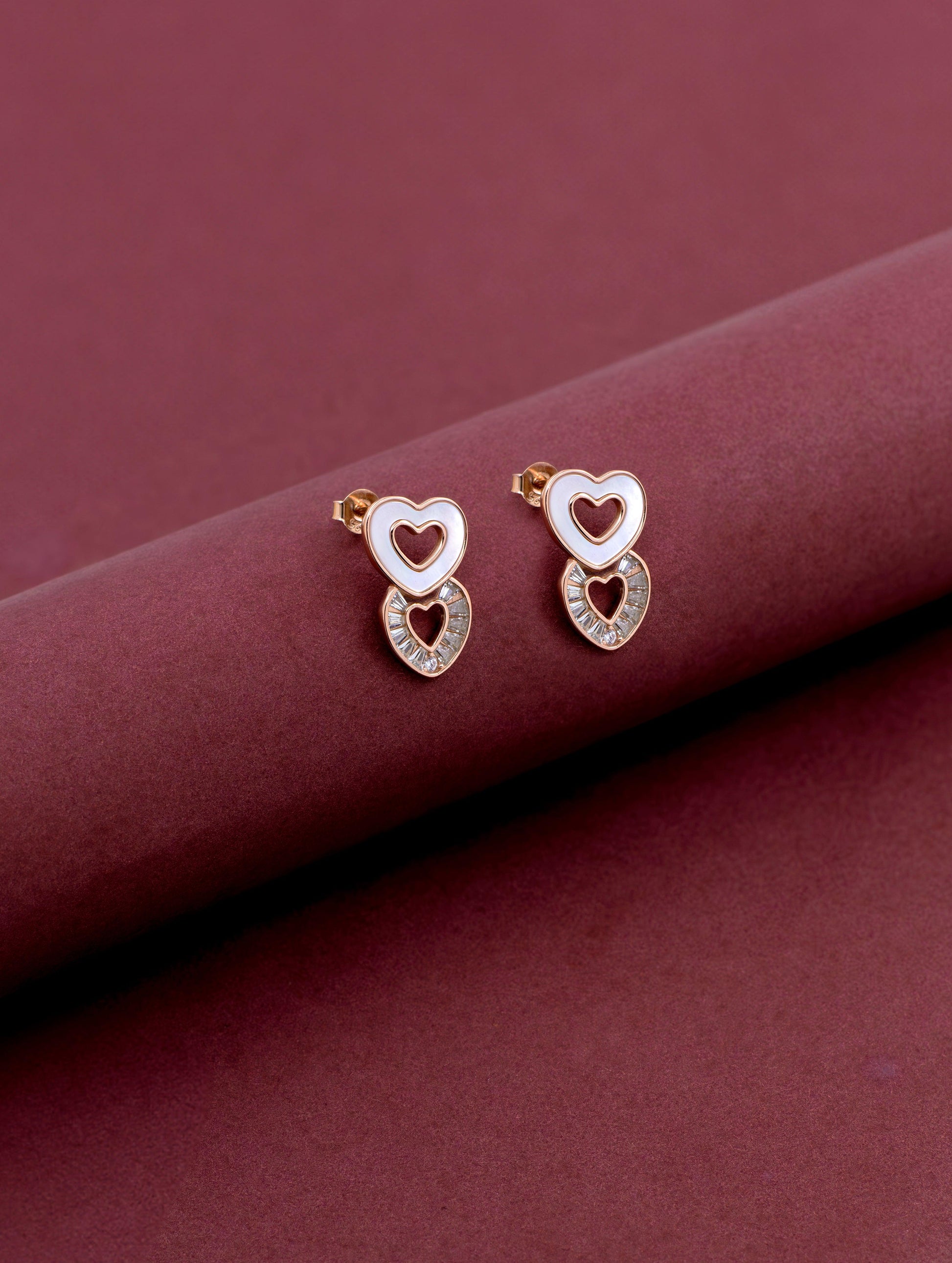IVORY HEART EARRINGS | ROSE GOLD - Shwet