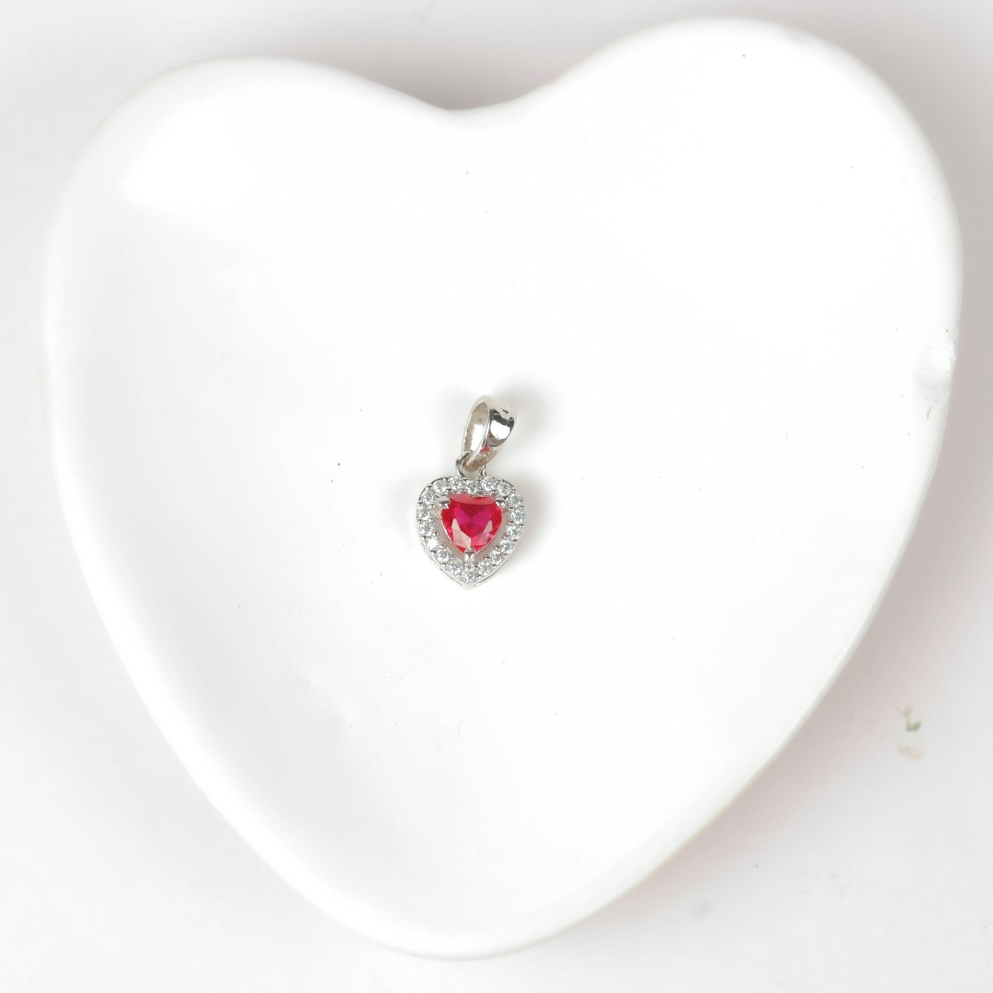 RED HEART PENDANT | SOLITAIRE AND RUBY | 925 STERLING SILVER - Shwet
