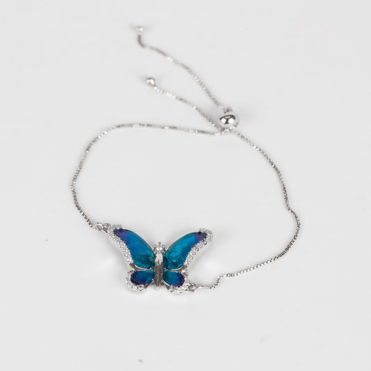BUTTERFLY WINGS BRACELET | BLUE PENDANT | 925 STERLING SILVER CHAIN - Shwet