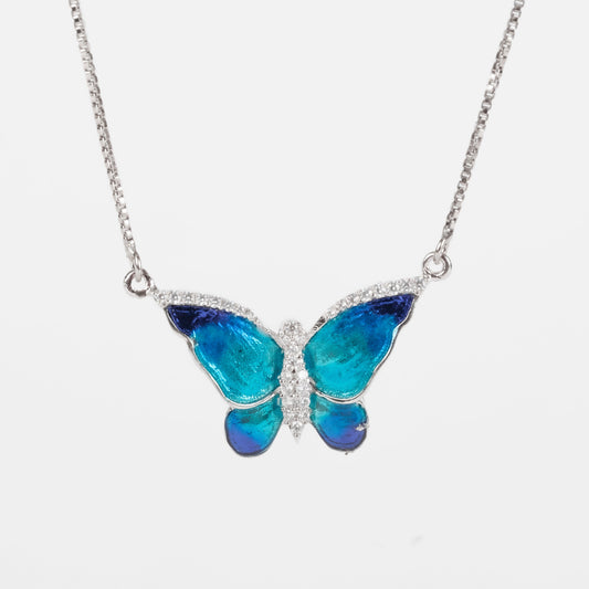 BLUE BUTTERFLY PENDANT | HANDMADE | 925 STERLING SILVER - Shwet