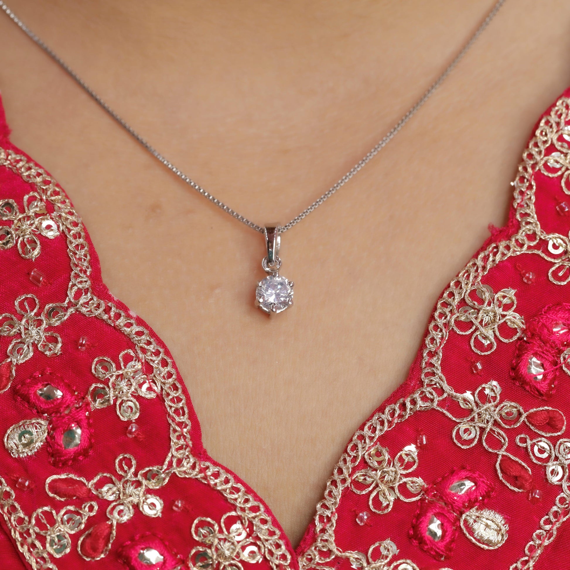 6 PRONGS | SOLITAIRE PENDANT | 925 STERLING SILVER - Shwet