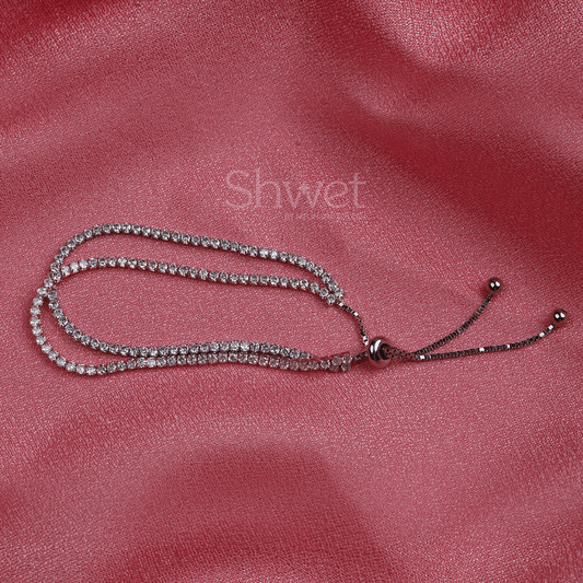 TENNIS BRACELET | ADJUSTABLE CHAIN | WOMEN | AMERICAN DIMOND | 2 LAYERS - Shwet