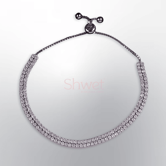 TENNIS BRACELET | ADJUSTABLE CHAIN | WOMEN | AMERICAN DIMOND | 2 LAYERS