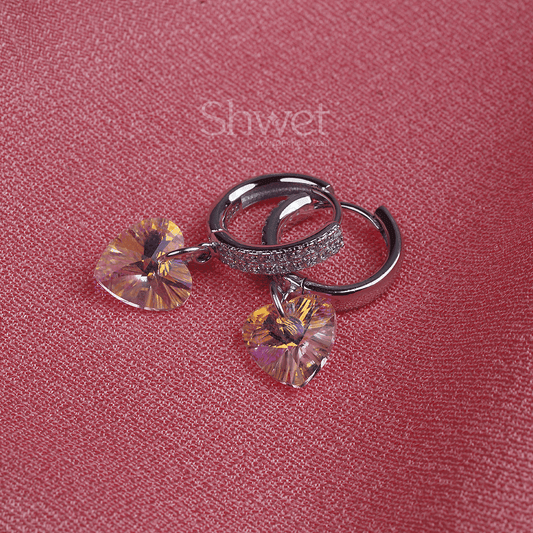 HEART DAZZLING BALI EARRINGS | YELLOW MULTICOLOUR STONE | WOMEN - Shwet