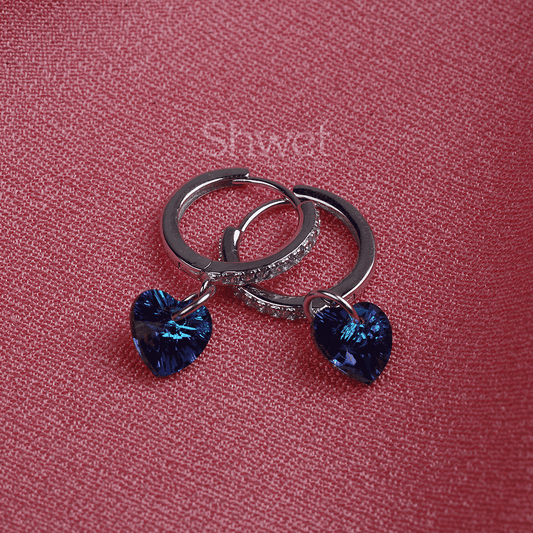 HEART DAZZLING BALI EARRINGS | BLUE MULTICOLOUR STONE | WOMEN - Shwet