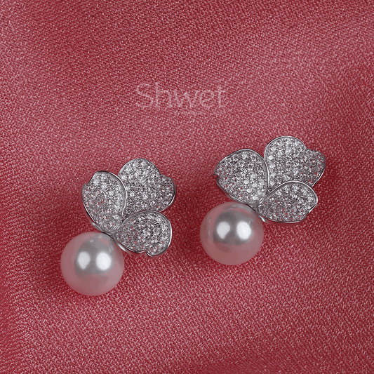 FLOWER PEARL EARRINGS | FRESH WATER PEARL | 925 STERLING SILVER | WOMEN - Shwet