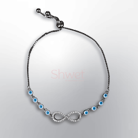 EVIL EYE INFINITY BRACELET | ADJUSTABLE | WOMEN | 925 STERLING SILVER