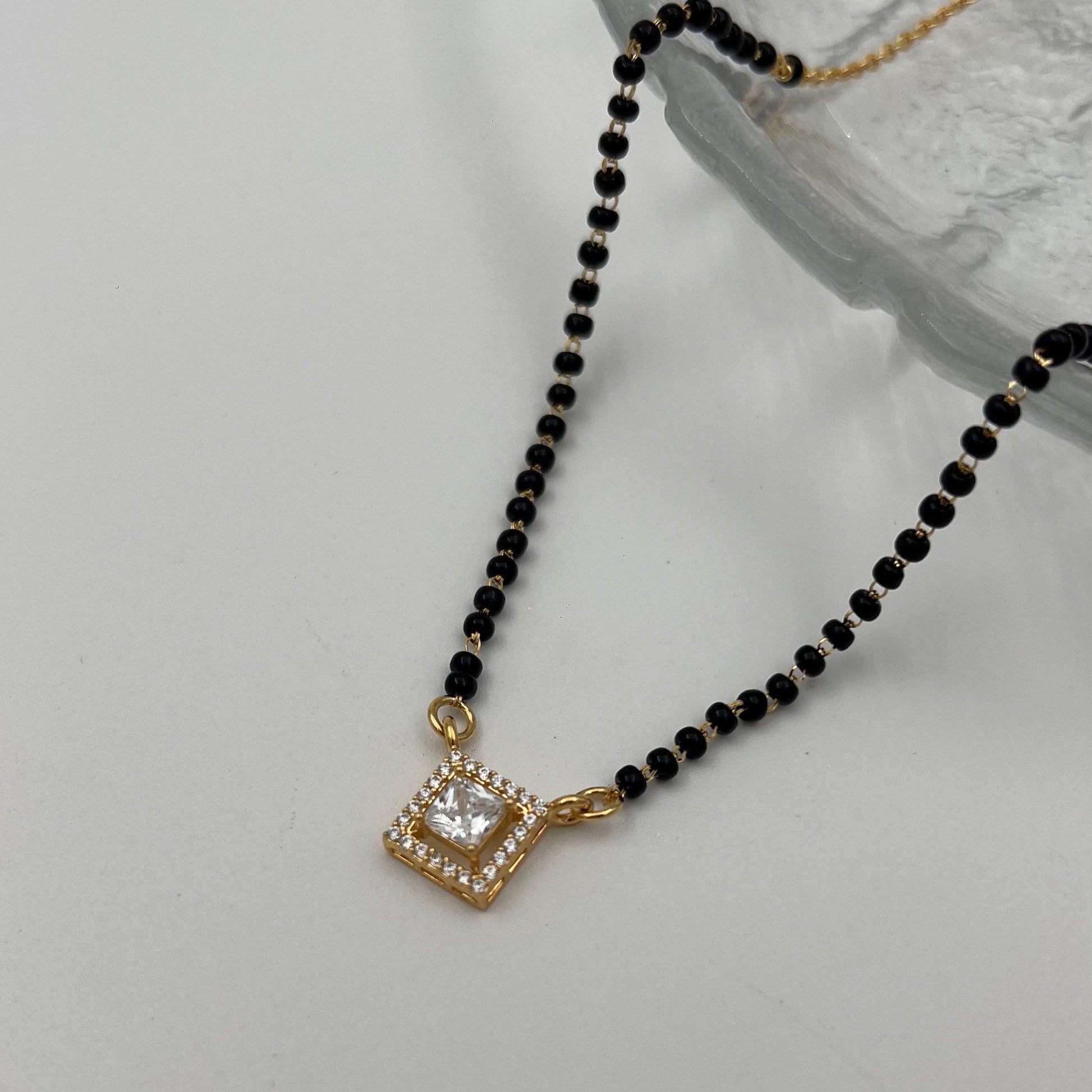 SHWET MANGALSUTRA 18 CARAT GOLD PLATED 925 STERLING SILVER