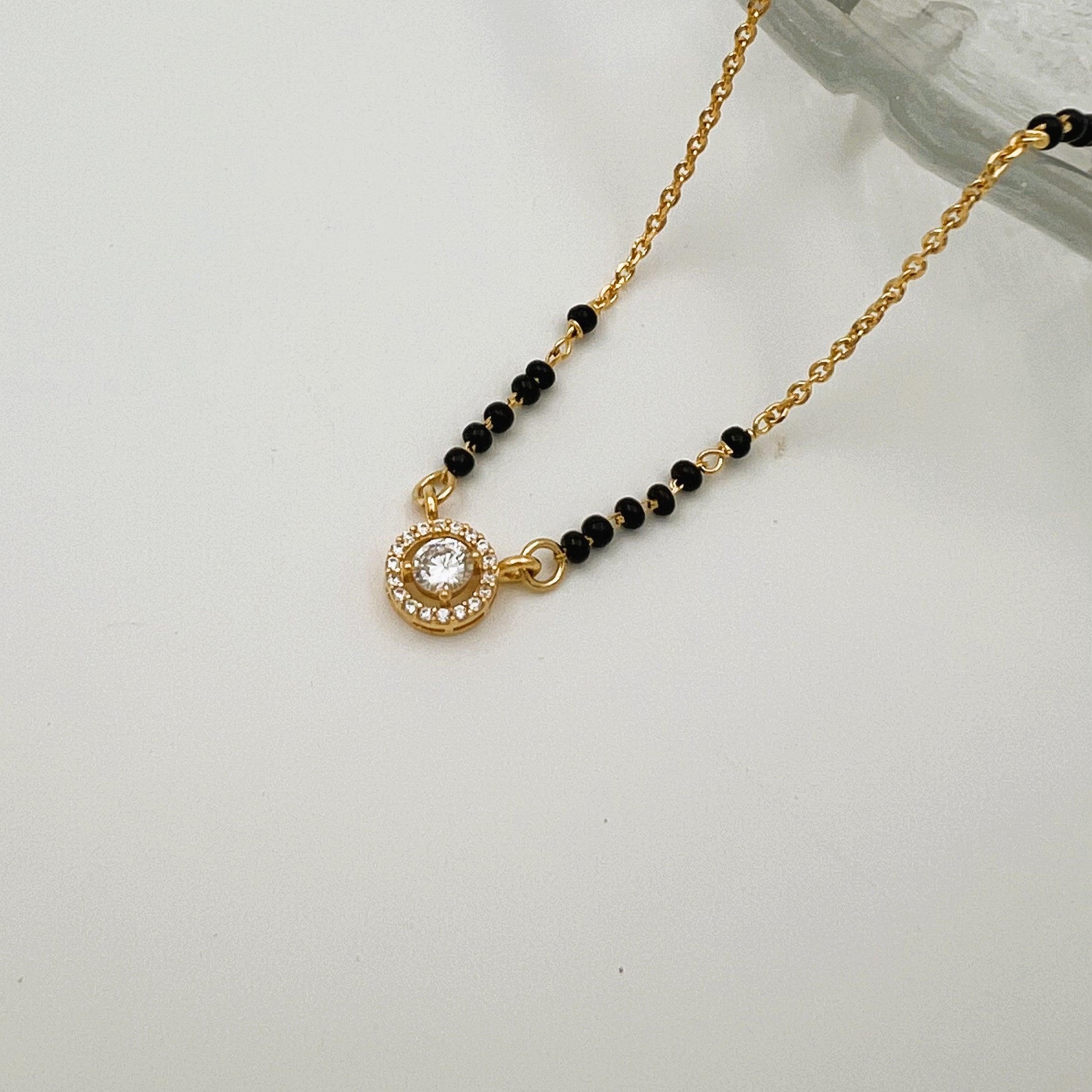 SHWET MANGALSUTRA | 18 CARAT GOLD PLATED | 925 STERLING SILVER - Shwet