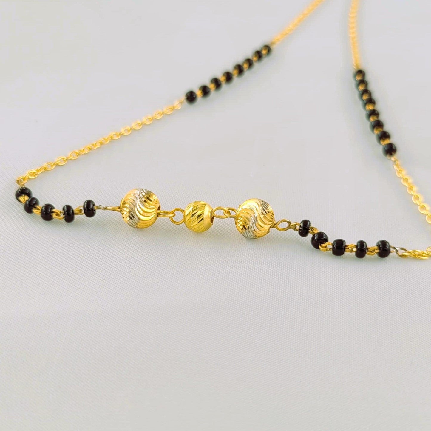 SHWET MANGALSUTRA | 18 CARAT GOLD PLATED | GOLD BEADS