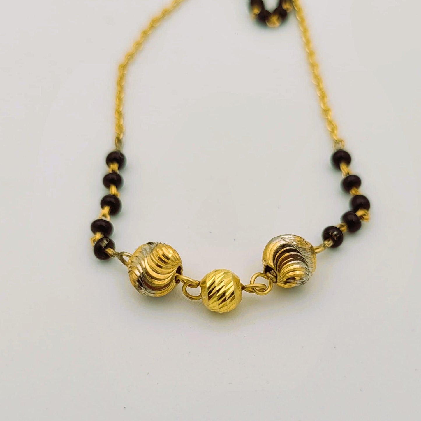 SHWET MANGALSUTRA | 18 CARAT GOLD PLATED | GOLD BEADS