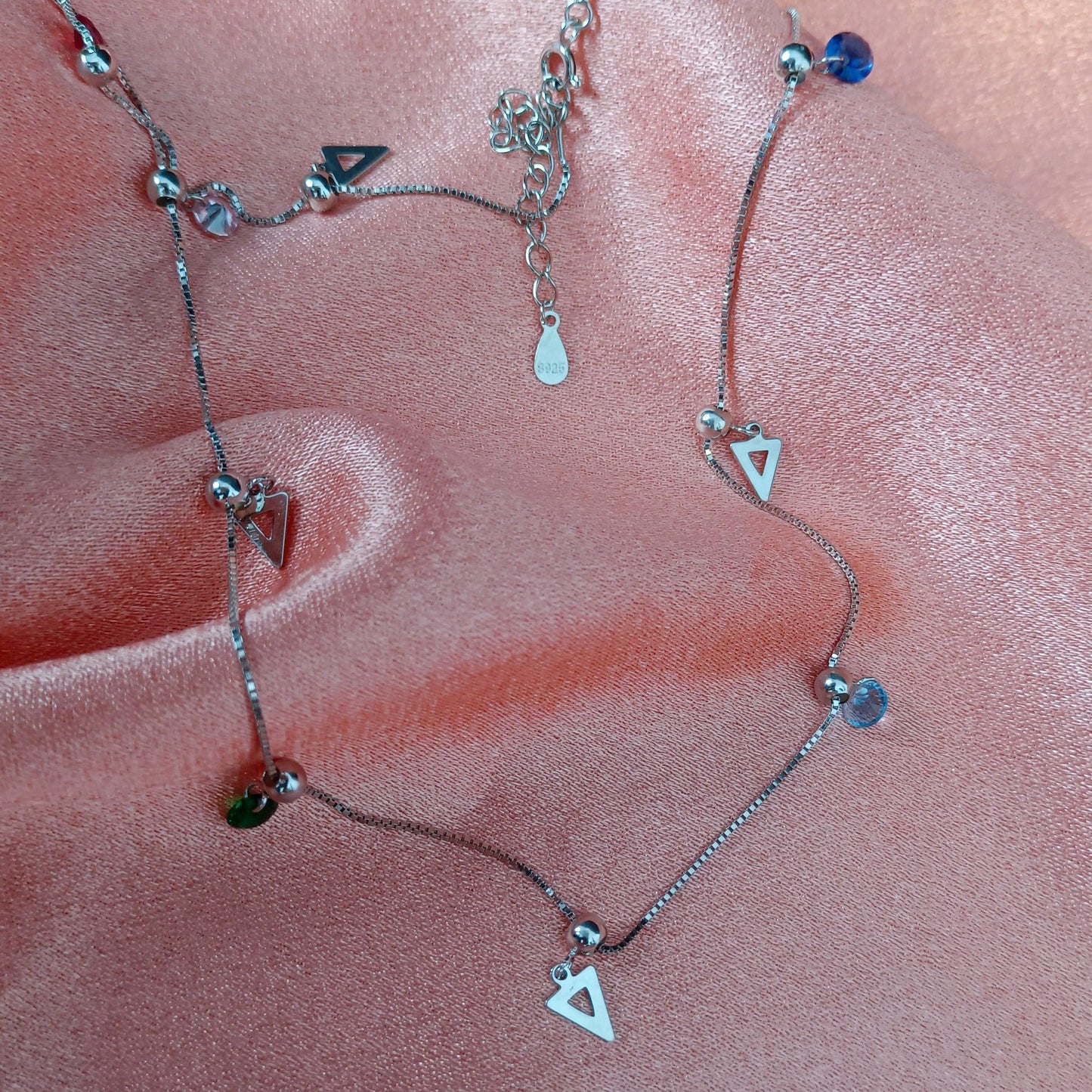 CHARMS CHAIN | MULTICOLOURED STONES | 925 STERLING SILVER - Shwet