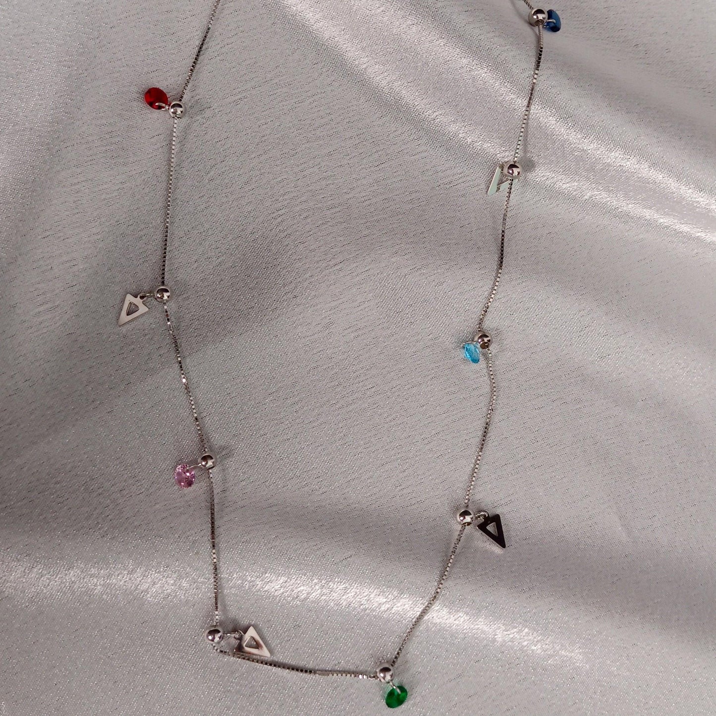 CHARMS CHAIN | MULTICOLOURED STONES | 925 STERLING SILVER - Shwet