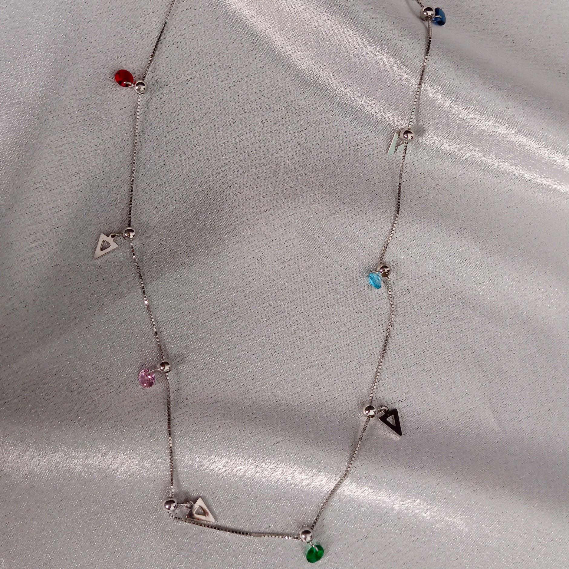 CHARMS CHAIN | MULTICOLOURED STONES | 925 STERLING SILVER - Shwet