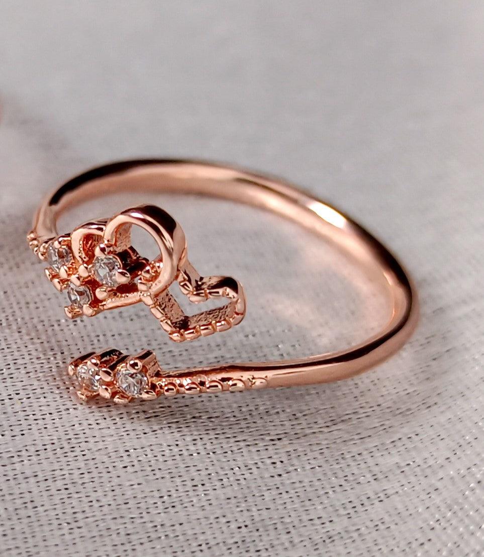 HEART ADUSTABLE RING | ROSE GOLD | ADUSTABLE RING | 925 STERLING SILVER - Shwet